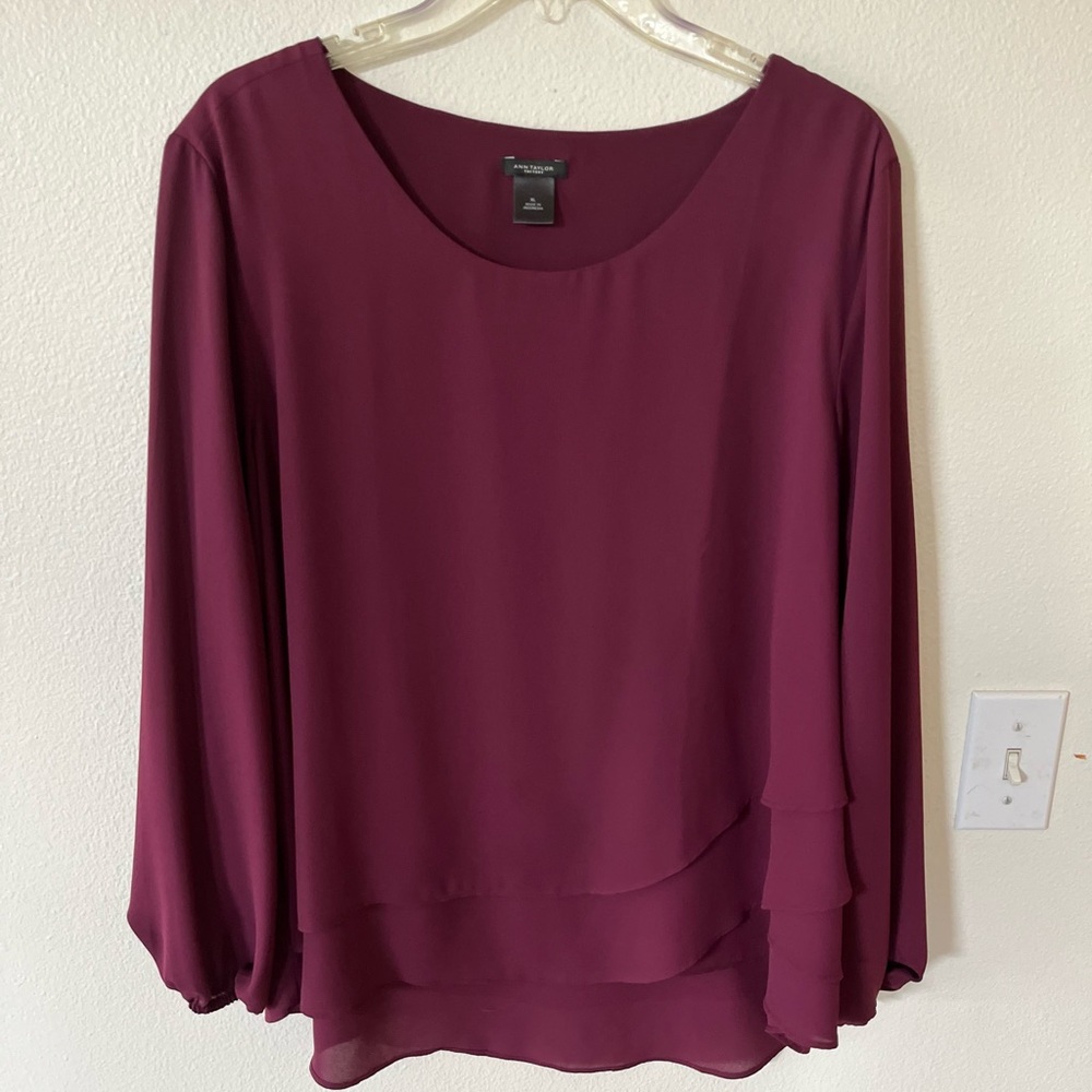 Ann Taylor maroon blouse XL